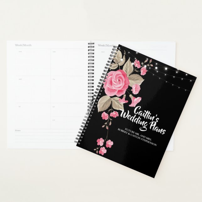Agenda Whimsical String Lights Black Wedner Planner (Demostración)