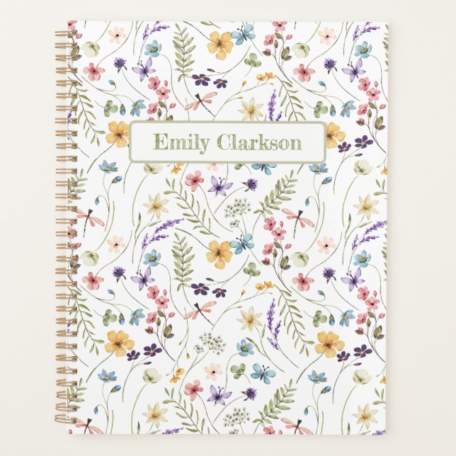 Agenda Whimsical Wildflower Bloom Colorful Spring Pattern (Anverso)