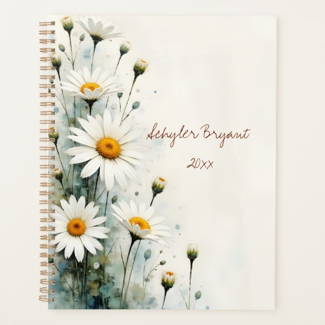 Agenda White Daisies Floral Spiral-bound Spring Botanical (Anverso)