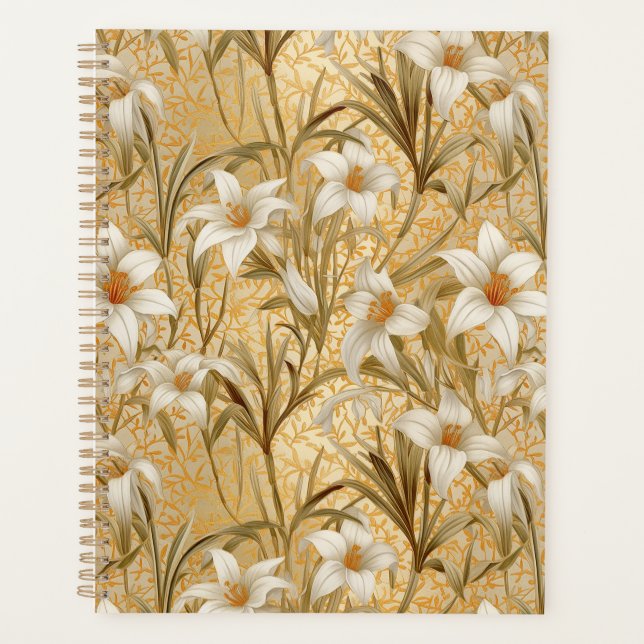 Agenda White Lily Chiyogami Planner (Anverso)