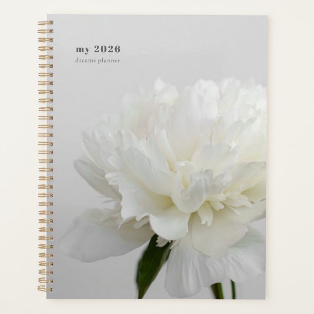 Agenda White Peony Minimalist Planner (Anverso)