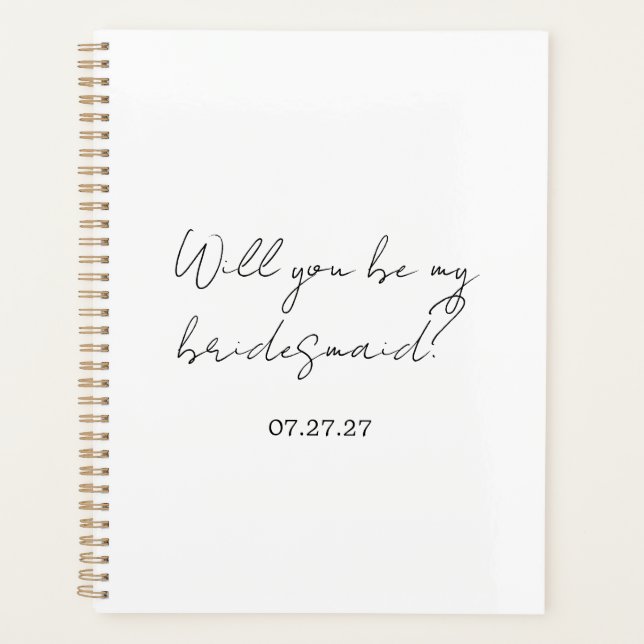 Agenda Will You Be My Bridesmaid Custom Cursive (Anverso)
