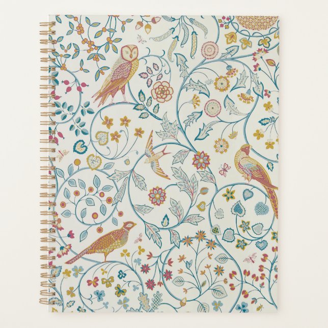 Agenda William Morris - Papel pintado de búho y bayas (Anverso)