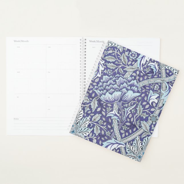 Agenda William Morris Windrush patrón floral azul (Demostración)