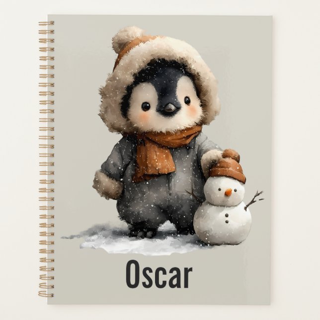 Agenda Winter Penguin with Snowman Design (Anverso)