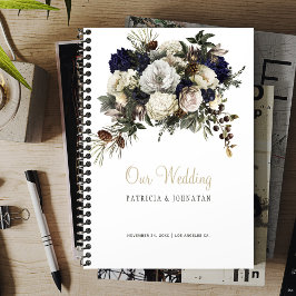 Agenda Winter peonies boda elegante de guiones de oro