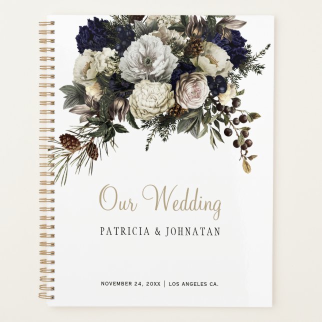 Agenda Winter peonies oro elegante boda FOTO (Anverso)
