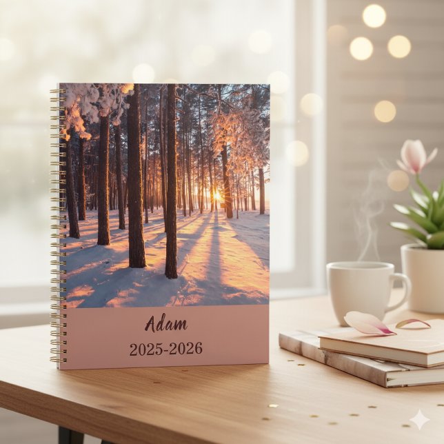 Agenda Winter Sunrise Forest Personalized Yearly Organize (Subido por el creador)