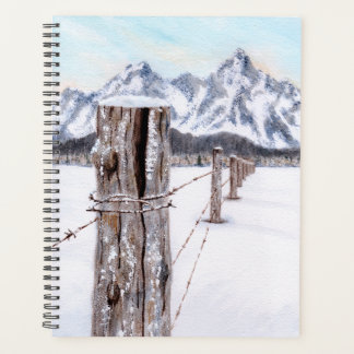 Agenda Winter watercolor mountain art planner