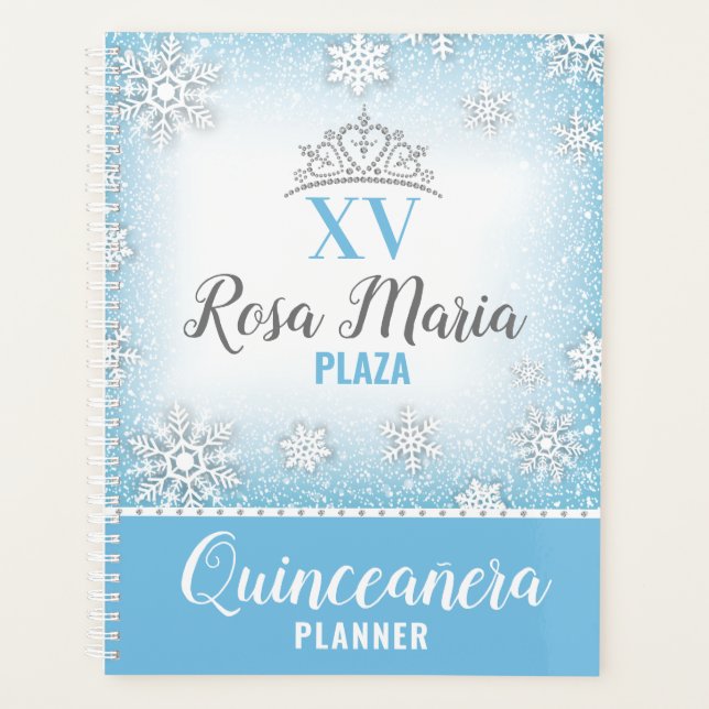 Agenda Winter Wonderland Purpurina Quinceañera Planner (Anverso)