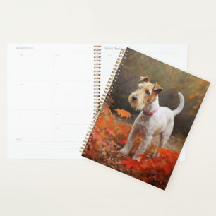 Agenda Wirefox Terrier en otoño hojas caídas inspiran