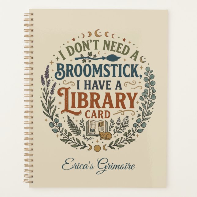 Agenda Witchy Librarian Library Card Book Lover Custom (Anverso)