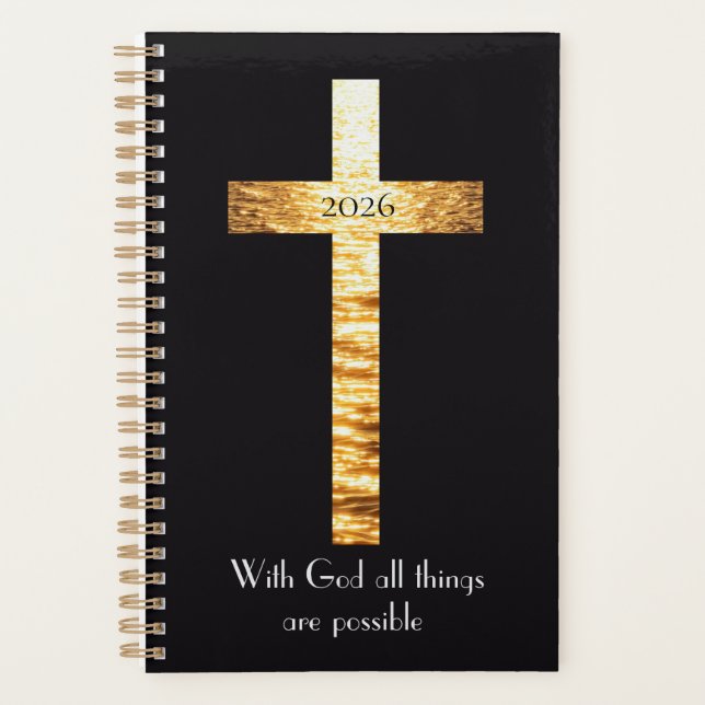Agenda With GOD Golden Cross 2026 Planner (Anverso)