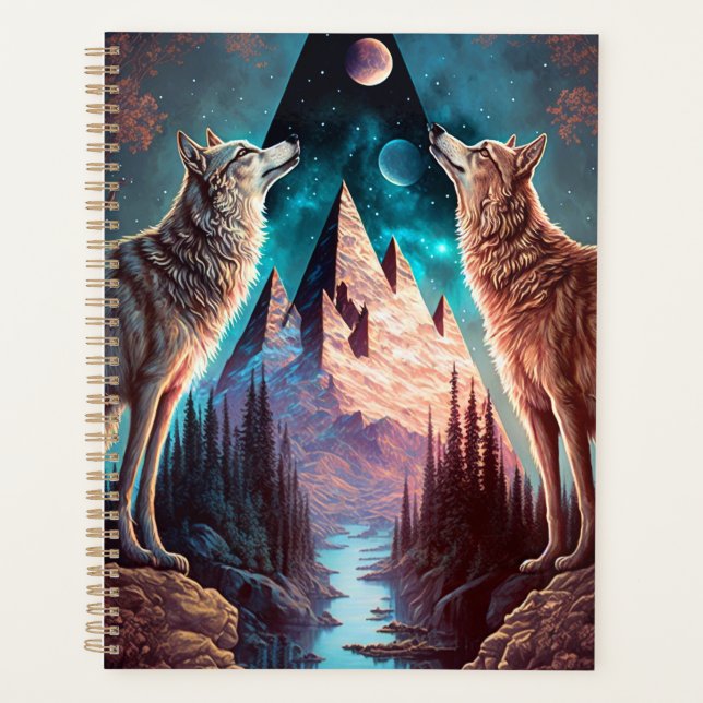 Agenda Wolves Mountain Visionasy Fantasy Art (Anverso)