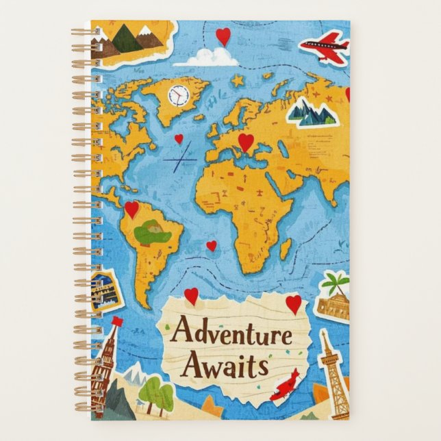 Agenda World Map Heart Pins Adventure (Anverso)