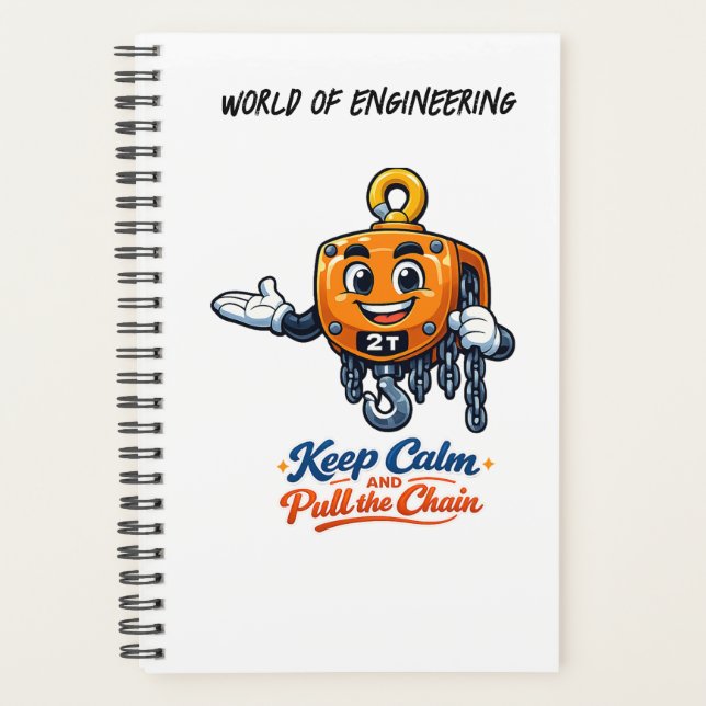 Agenda World of Engineering Keep Calm Pull Chain Notebook (Anverso)