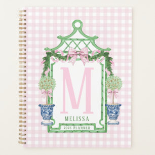 Agenda Wreath perrito con rosado Gingham Bow
