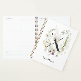 Agenda X inicial con Personalizado de flores de color sua