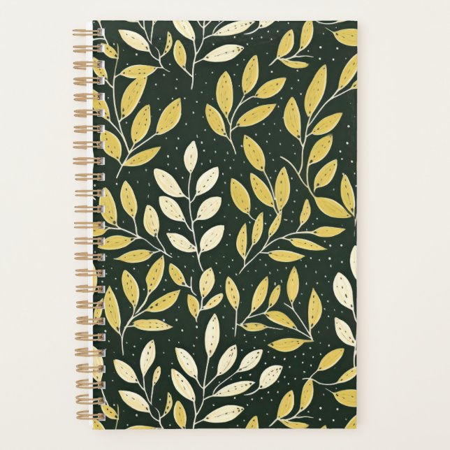 Agenda Yellow and Cream Leafy Branches Pattern  (Anverso)