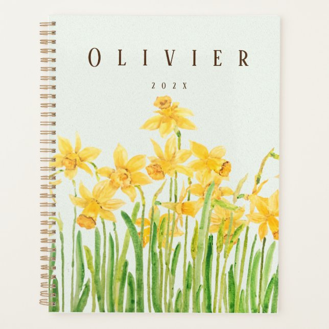 Agenda yellow daffodil 2 watercolour painting  (Anverso)