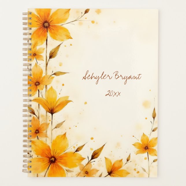 Agenda Yellow Floral Spiral-bound Abstract Botanical (Anverso)