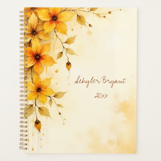 Agenda Yellow Floral Spiral-bound Spring Botanical (Anverso)