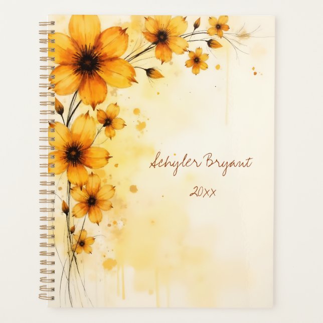 Agenda Yellow Floral Spiral-bound Summer Botanical (Anverso)