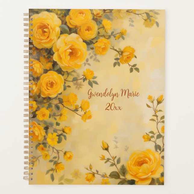 Agenda Yellow Roses Floral Spiral-Bound Planner Spring (Anverso)