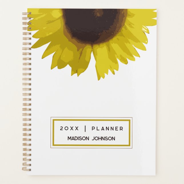 Agenda Yellow Sunflower Floral Custom Name 2026 (Anverso)