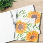 Agenda Yellow Sunflowers Personalized<br><div class="desc">Sunflowers bring joy! 
So enjoy planning your year with this bright sunny yellow sunflower pattern planner.
The yellow watercolor sunflowers and green leaves are on a white background 
and you can customize this planner with your name and the year.
Original Watercolor © Michele Davies.</div>