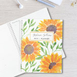 Agenda Yellow Sunflowers Personalized<br><div class="desc">Sunflowers bring joy! 
So enjoy planning your year with this bright sunny yellow sunflower pattern planner.
The yellow watercolor sunflowers and green leaves are on a white background 
and you can customize this planner with your name and the year.
Original Watercolor © Michele Davies.</div>