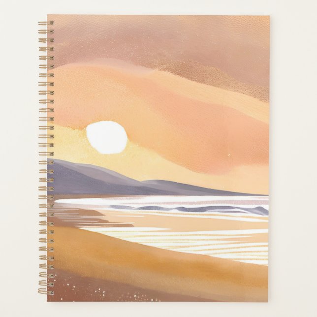 Agenda Yellow Sunset Shore | Watercolor Airy Painting (Anverso)