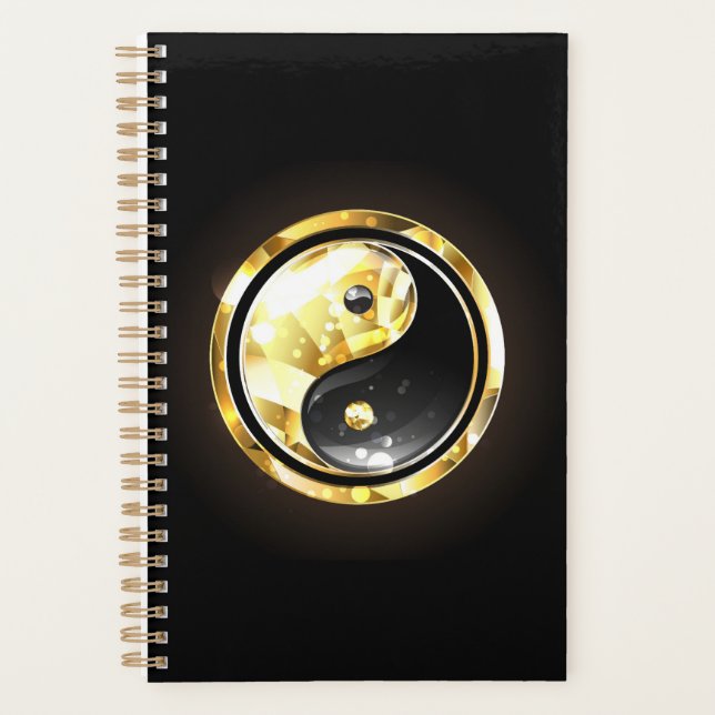 Agenda Yin Yang dorado en negro (Anverso)