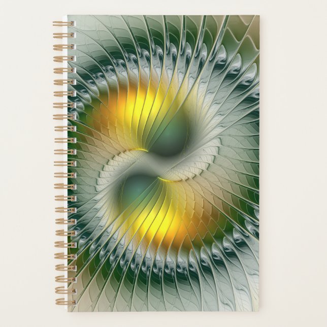 Agenda Yin Yang Green Yellow Resumen Fractal colorido (Anverso)