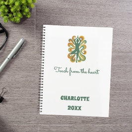 Agenda Yoga pose swirls green orange slogan retro 2026