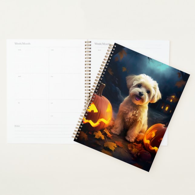 Agenda Yorkipoo de Halloween con calabazas temerosas (Demostración)