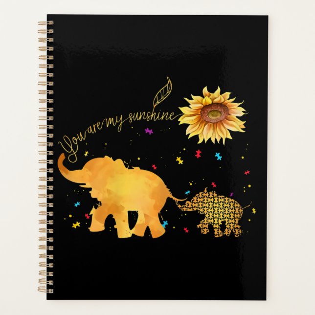 Agenda You Are My Sunshine Sunflower Elephant Autism (Anverso)