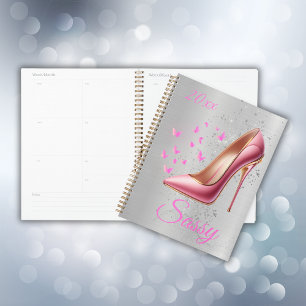 Agenda Zapato de tacón alto Purpurinoso rosado bonito  