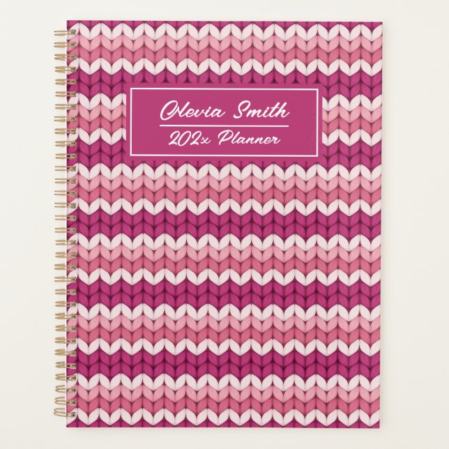 Agenda Zig Zag rosa de punto (Anverso)