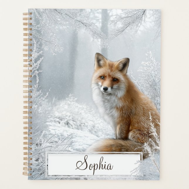 Agenda Zorro personalizado del bosque invernal (Anverso)