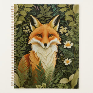 Agenda Zorro Rojo Elegante Y Follaje Verde