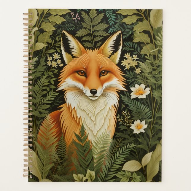 Agenda Zorro Rojo Elegante Y Follaje Verde (Anverso)