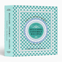 Agendas de recetas para mamá de gingham azul turqu