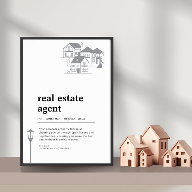 Agente inmobiliario Funny Definición Decoración de (Real Estate Agent Funny Definition Wall Decor)