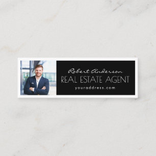 Agente inmobiliario Tarjeta bordeada de blanco y n
