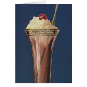 Agitación de helado vintage, crema batida y cereza
