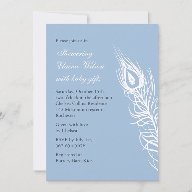 Agitar tu invitación de Baby Shower de plumas de c (Anverso)