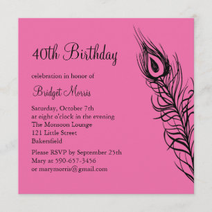 Agitar tu pluma Invitación de cumpleaños (fuchsia)