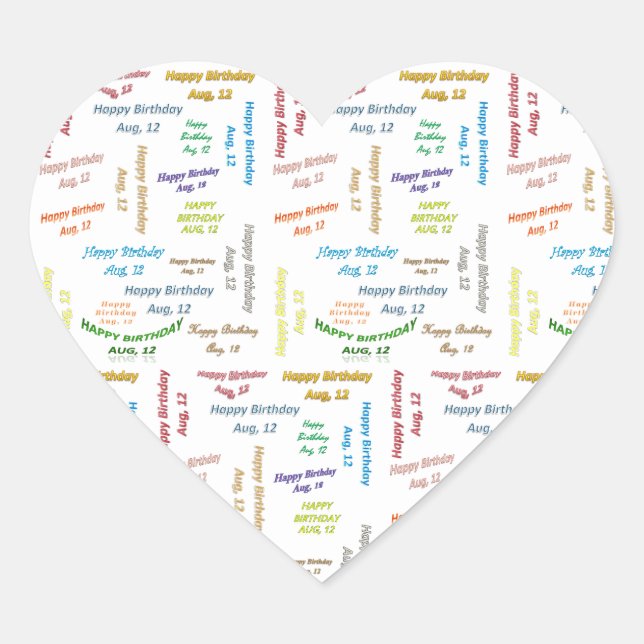 Agosto, 12 Pegatina de cumpleaños (Anverso)