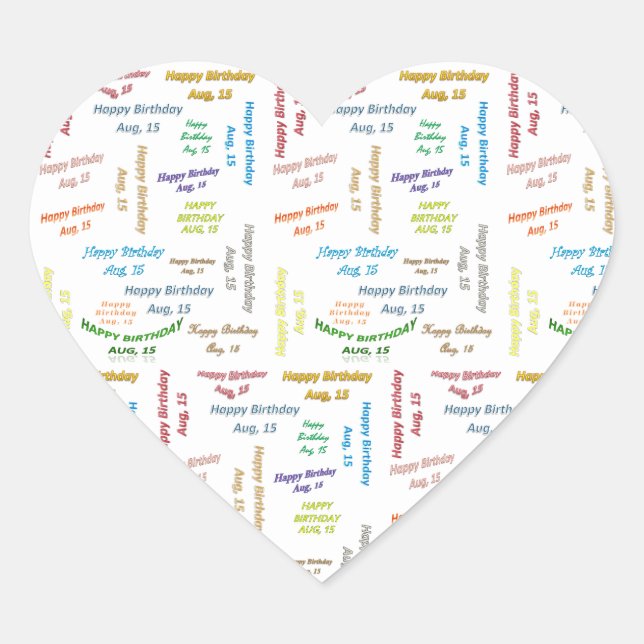 Agosto, 15 Pegatina de cumpleaños (Anverso)